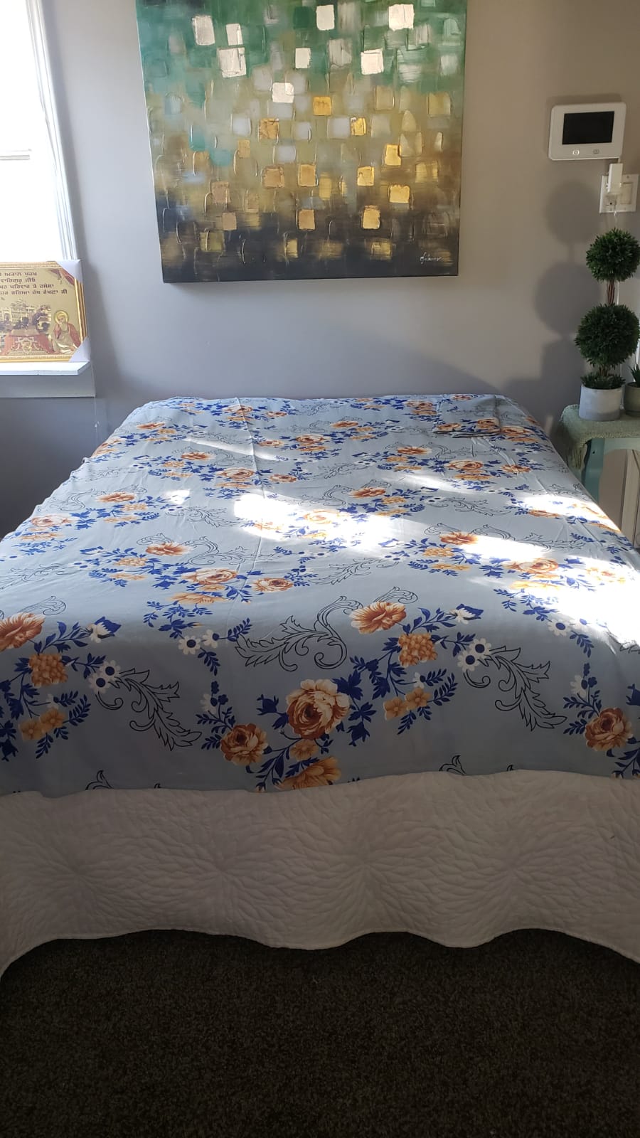 Royal Blue Flower Flat Bedsheet