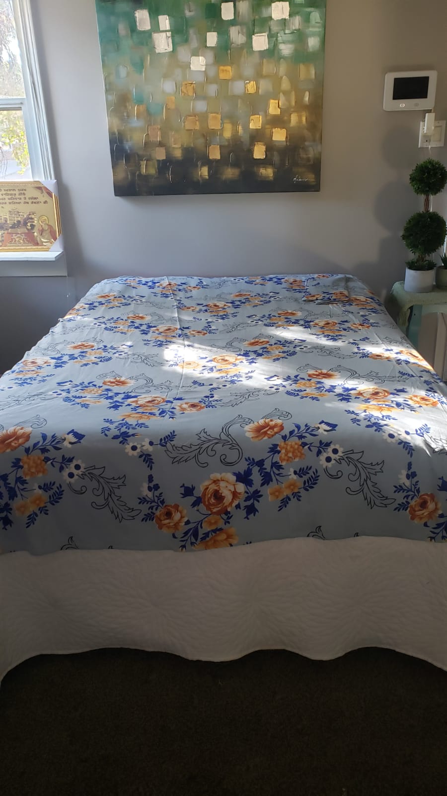 Royal Blue Flower Flat Bedsheet