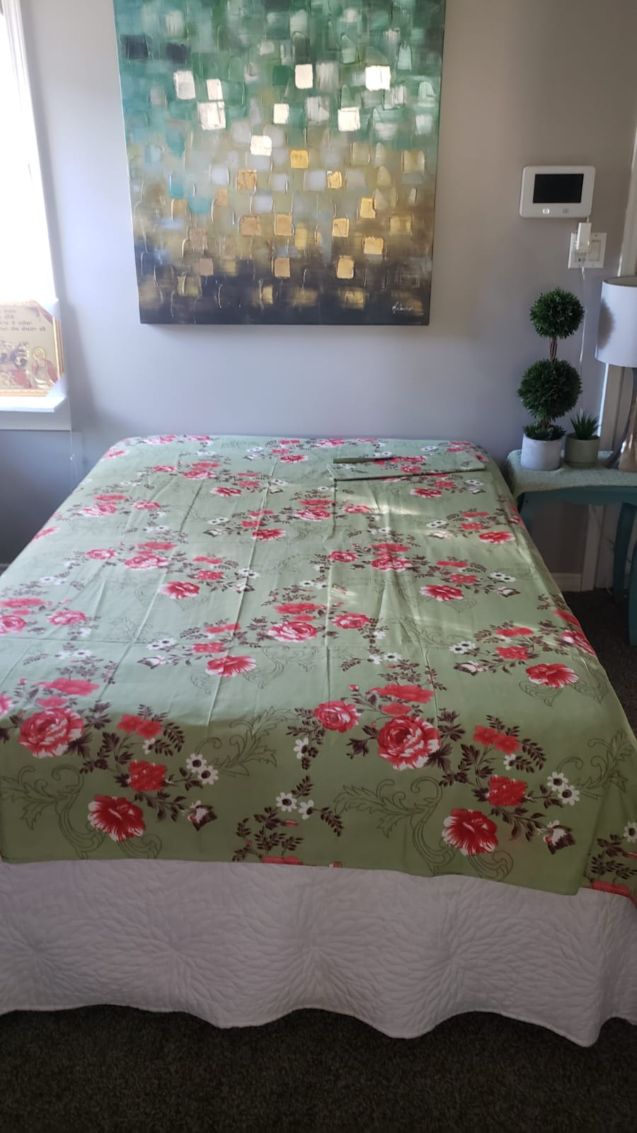 Parrot Green Colour Bedsheet