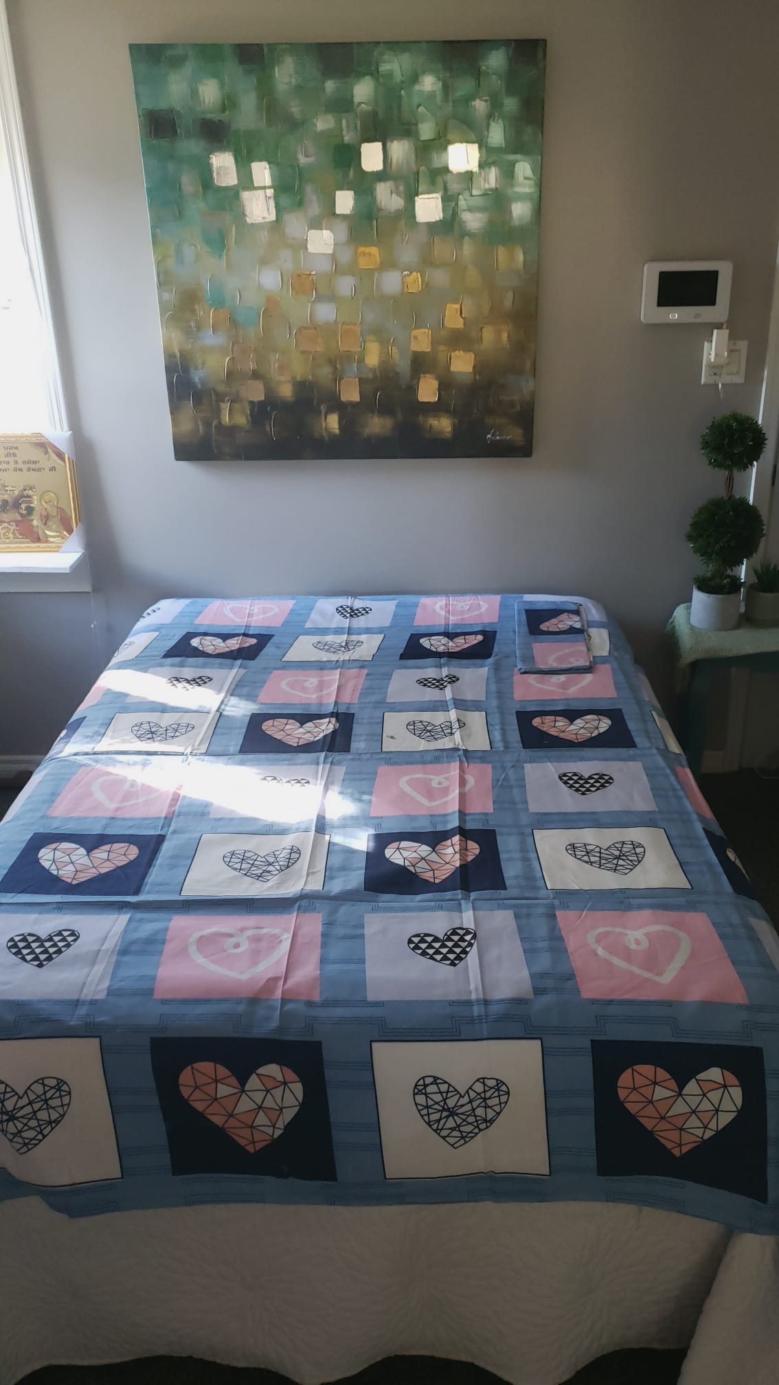 Sky Blue Blended Hearts Colour Bedsheet