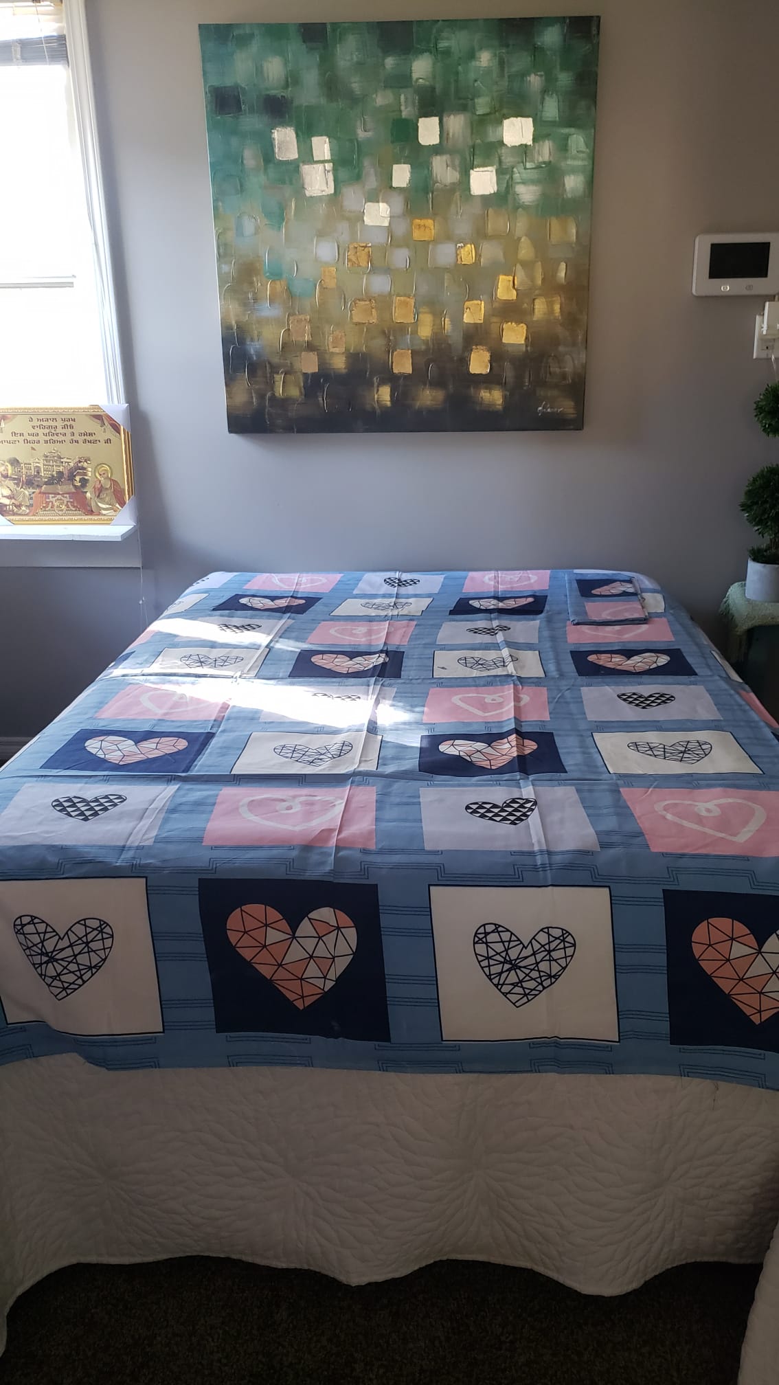 Sky Blue Blended Hearts Colour Bedsheet