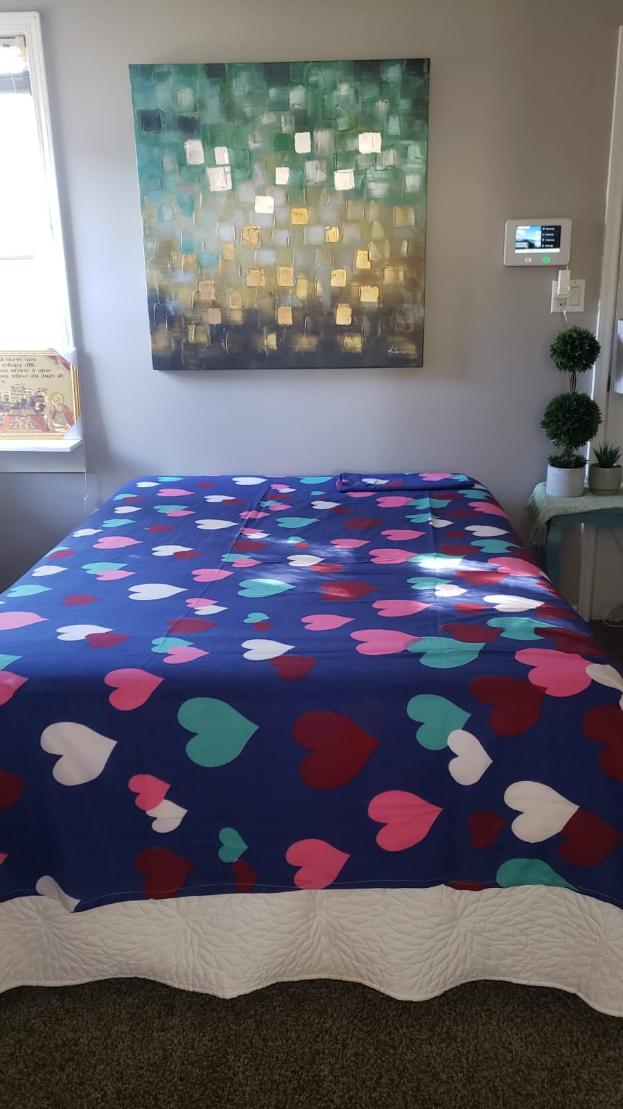 Blue Bedsheet with Blended Hearts