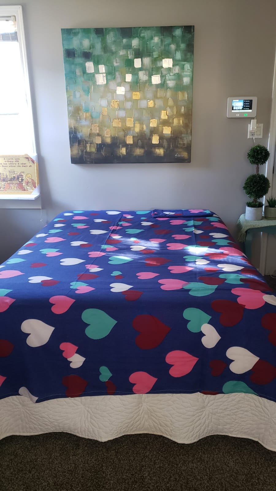 Blue Bedsheet with Blended Hearts