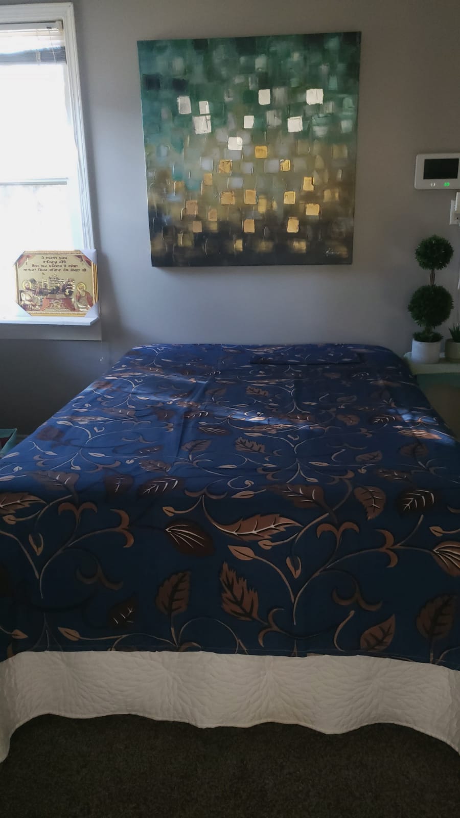 Royal Blue Printed Flat Bedsheet