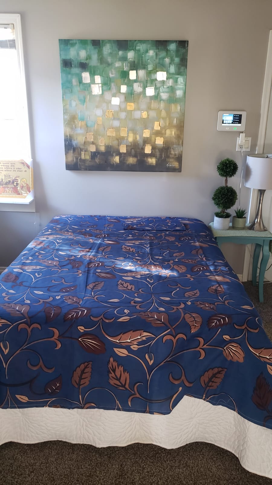 Royal Blue Printed Flat Bedsheet